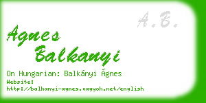 agnes balkanyi business card