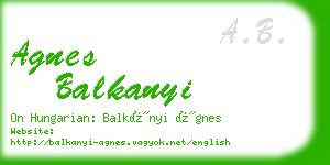 agnes balkanyi business card